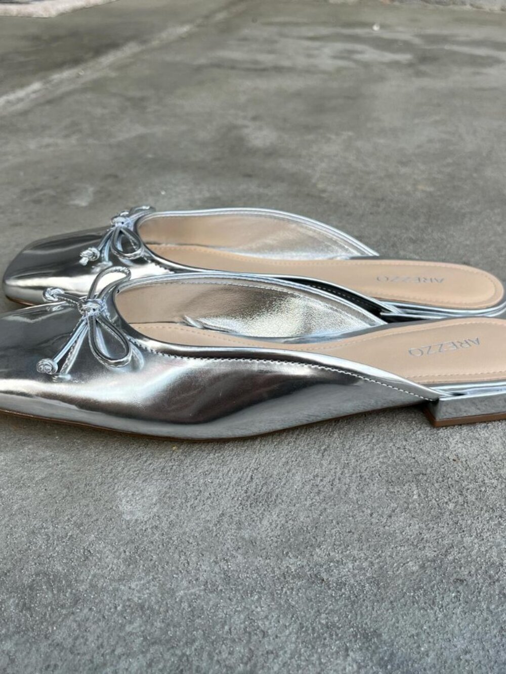 Shinny Silver Slip-On Flats - Picture 2 of 4